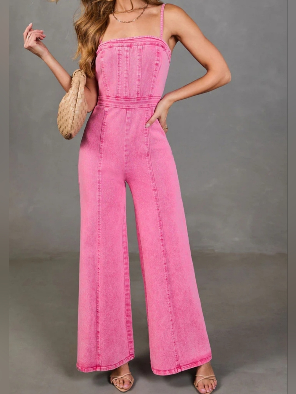 Pink Denim Jumpsuit SIZE LARGE